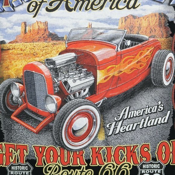 Main Street Of America Kicks‎ On Route 66 Car Garage T-Shirt Black 3XL - Picture 6 of 9